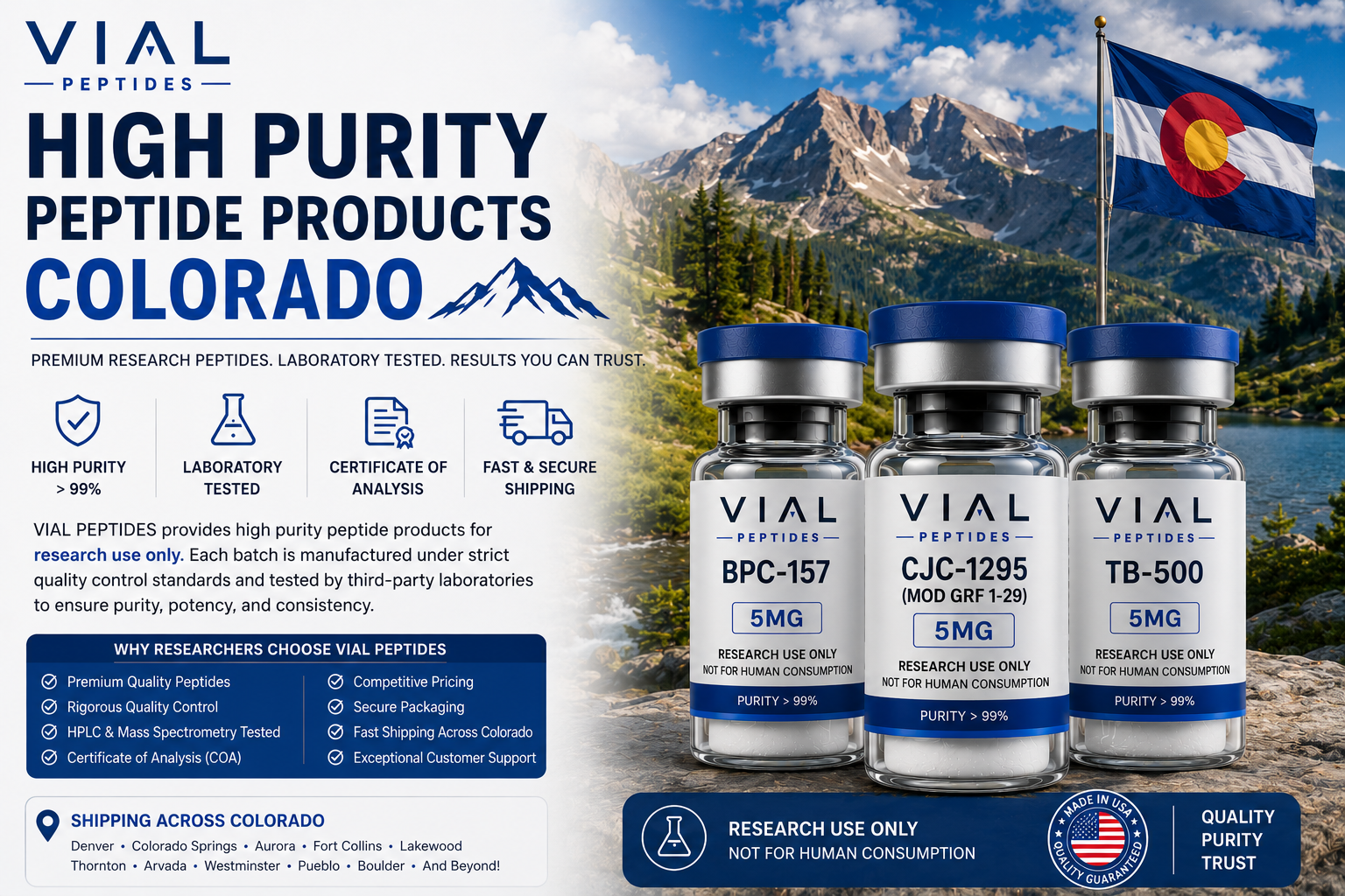 You are currently viewing Research Peptides Colorado | Premium Laboratory-Tested Research Peptides | VIAL PEPTIDES
